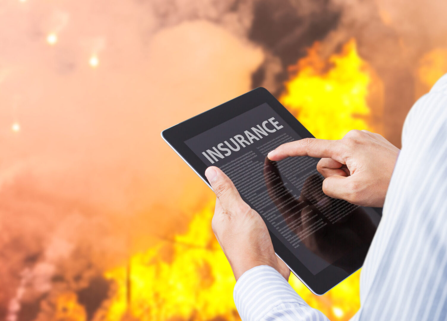 Person using tablet with insurance app
